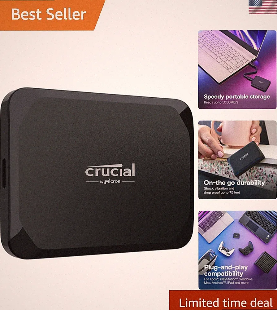 X9 1TB Portable SSD - High-Speed 1050MB/s USB-C External Drive for All Devices
